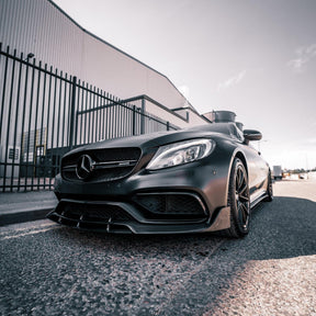 MHC Mercedes C63 AMG V Style Front Splitter In Gloss Carbon Fibre (W205 Coupe)-R44 Performance