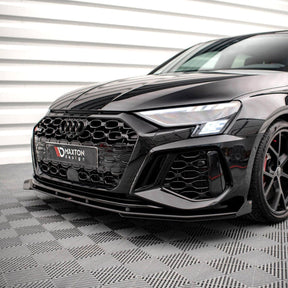 Maxton Street Pro Front Splitter V.1 (+Flaps) Audi RS3 Sportback 8Y (2020-) in Black-R44 Performance