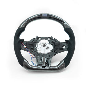 SHFT BMW M3/M4 Flat Bottom Steering Wheel In Gloss Carbon Fibre & Alcantara With LED Display (G80/G82/G83)-R44 Performance